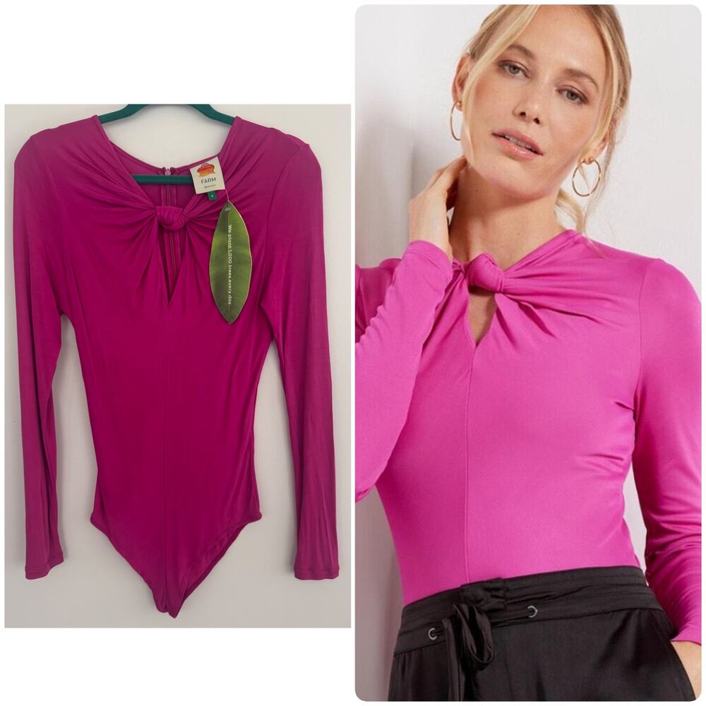 Farm Rio Long Sleeve Bodysuit in Pink - Picture 1 of 8